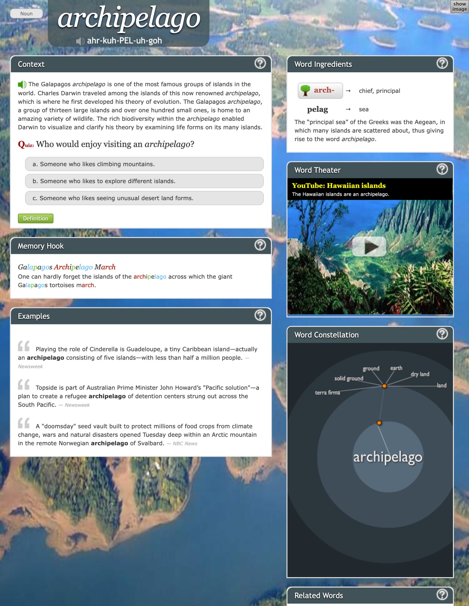 Archipelago word page