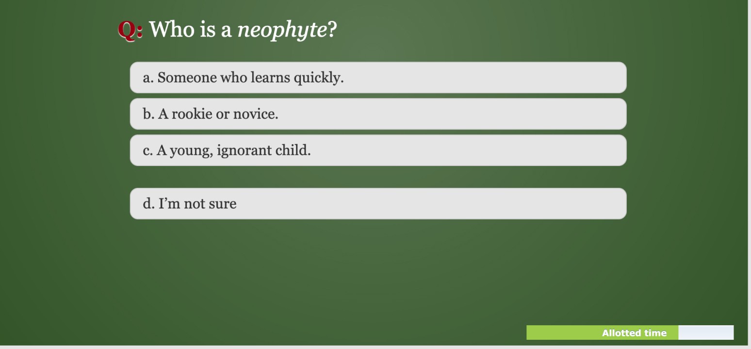Multiple choice sentence question