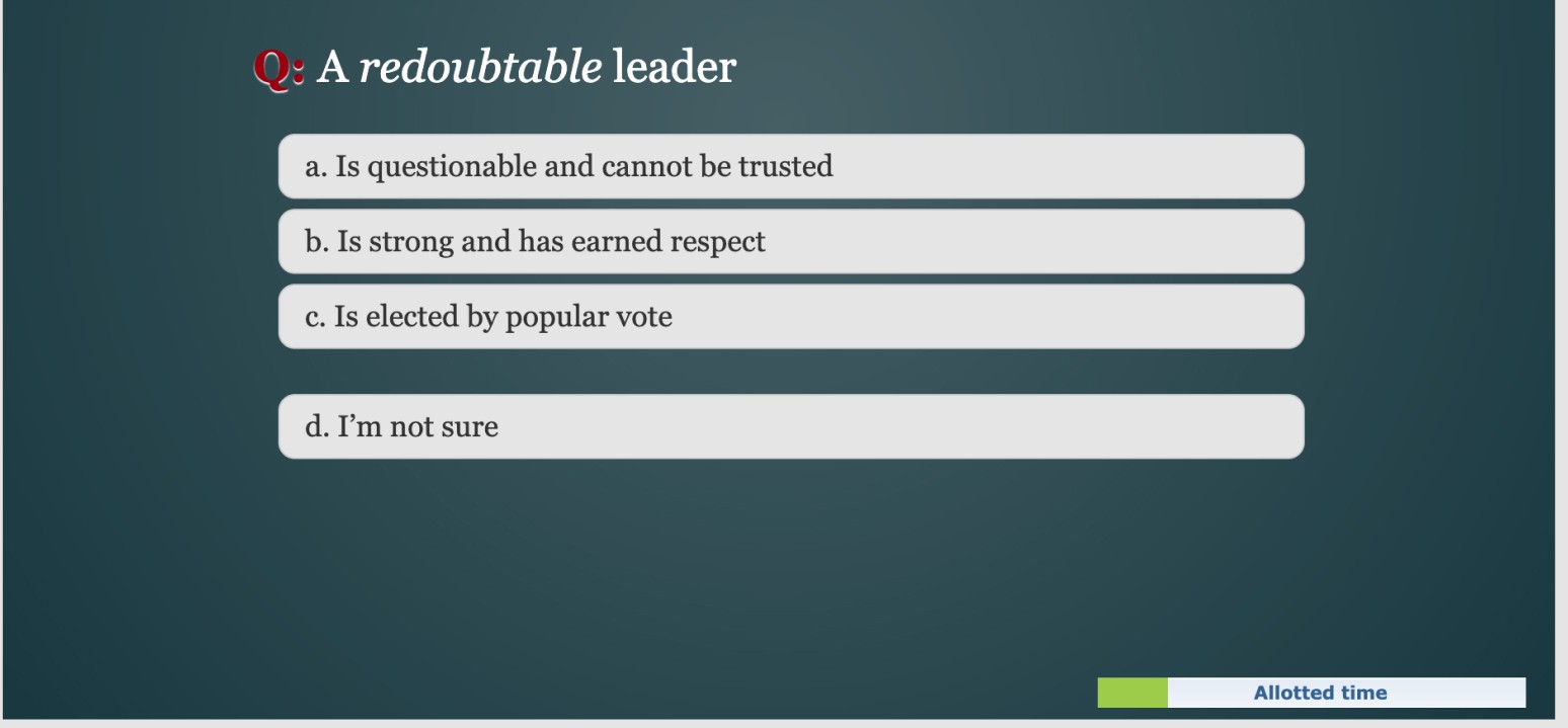 Multiple choice sentence question