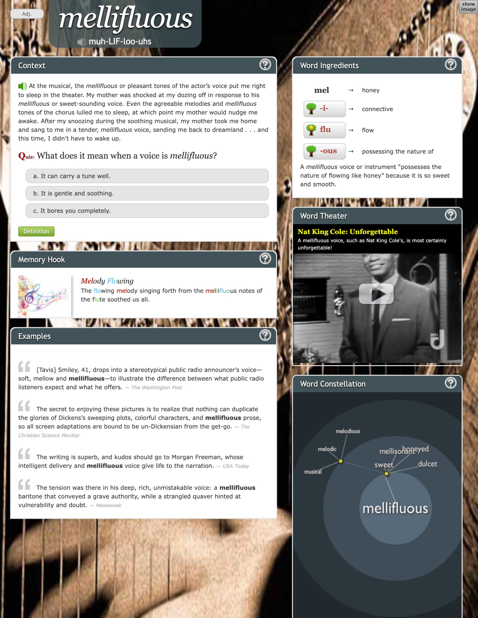 Mellifluous word page