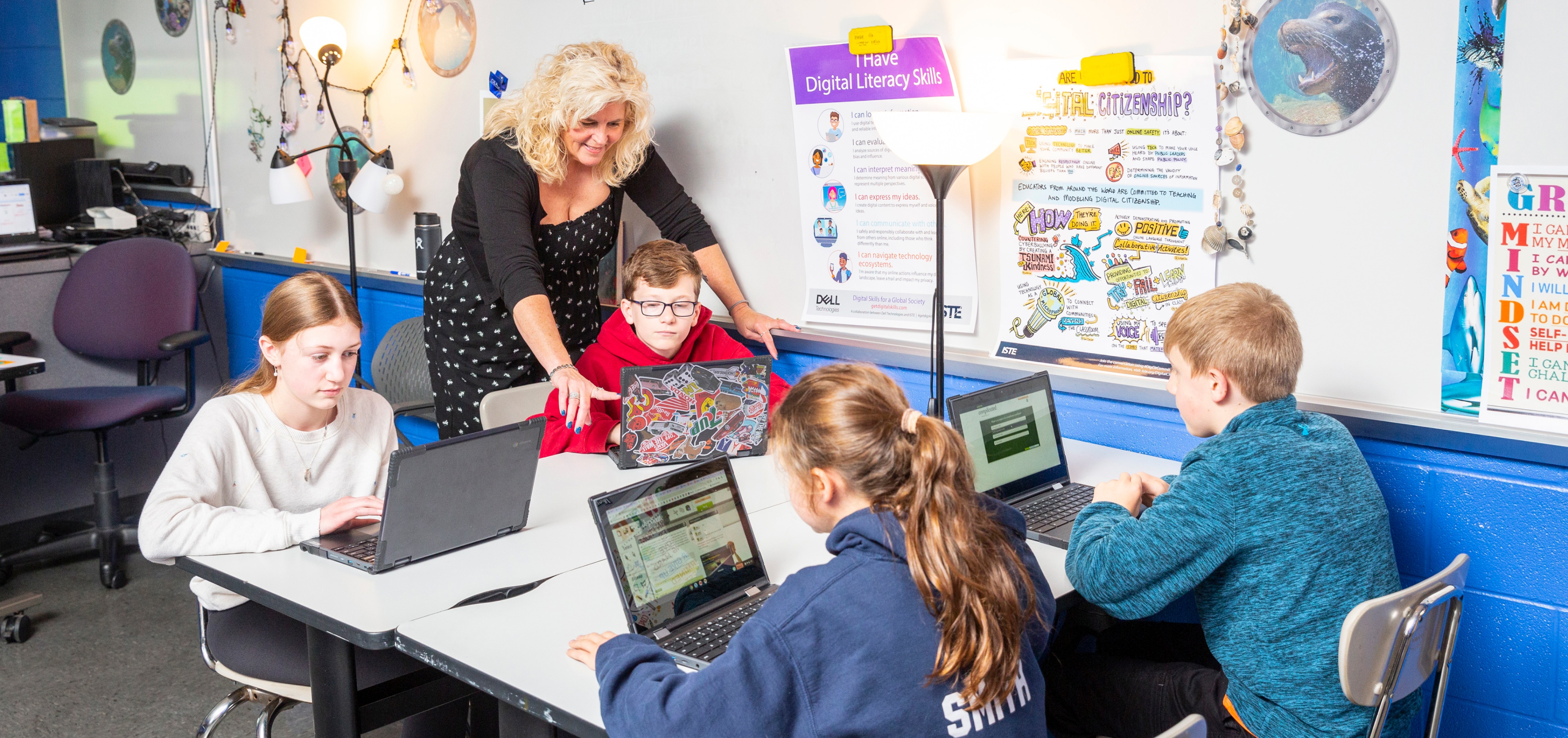 Students using Membean