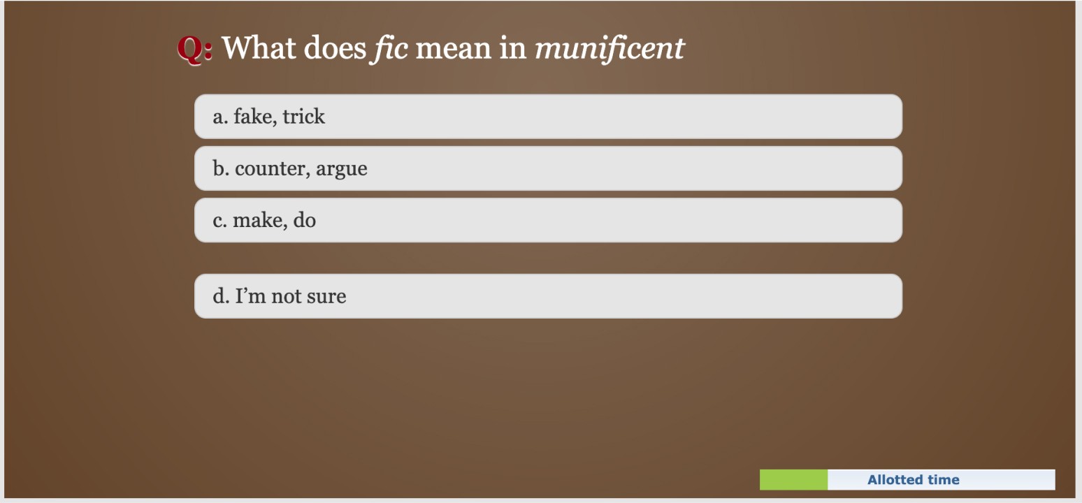 Word sums multiple choice question