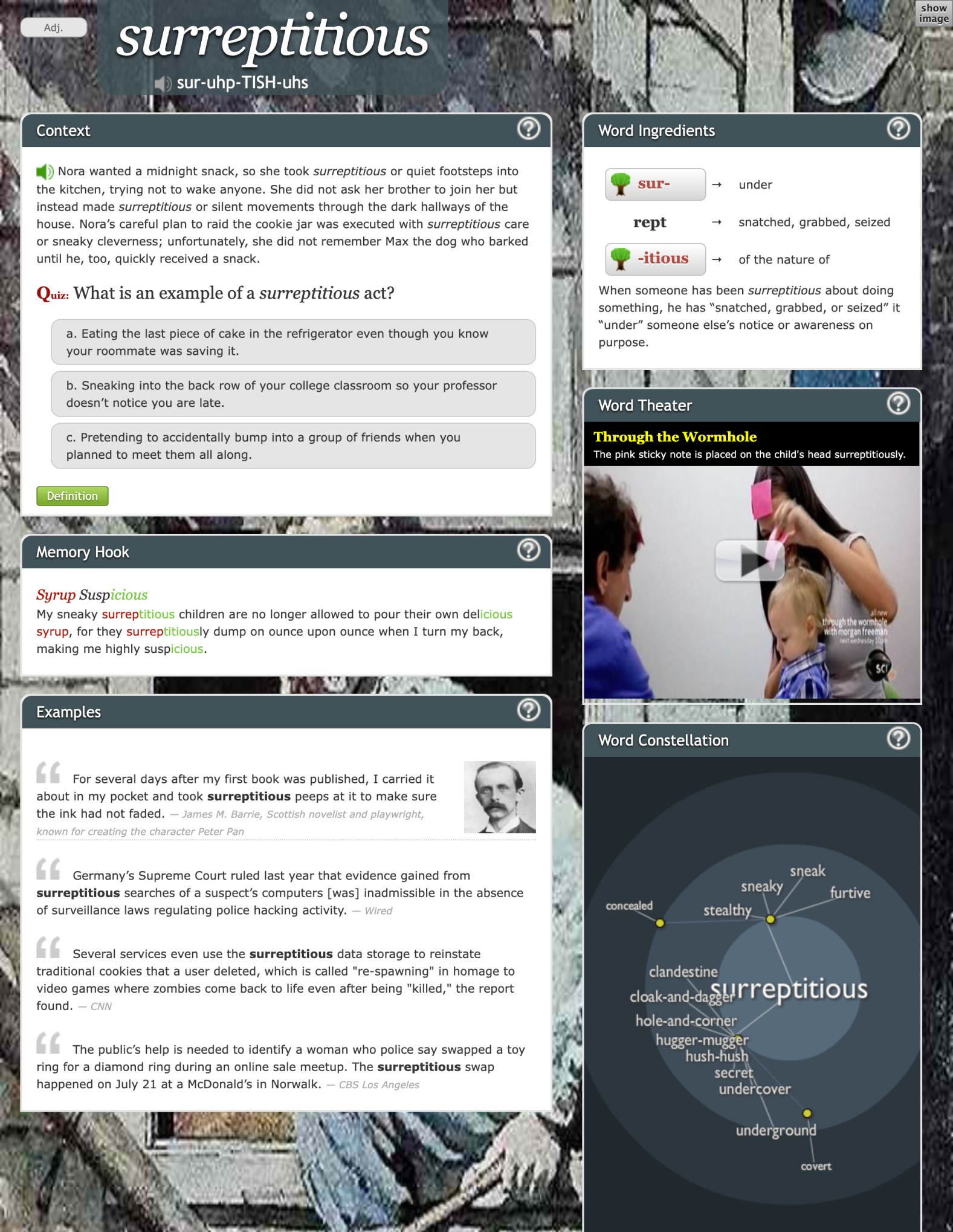 Surreptitious word page